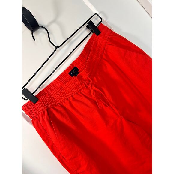 J. Crew Women’s Linen Blend Cropped Ankle Pants Beach Bohemian ‎ Red SZ 8 - Picture 3 of 10